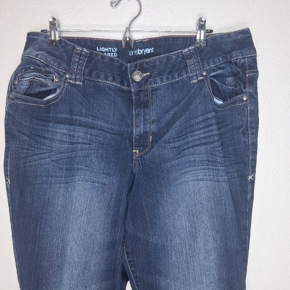 Lane Bryant Womens Dark Wash Jeans Lightly Flared Size 18